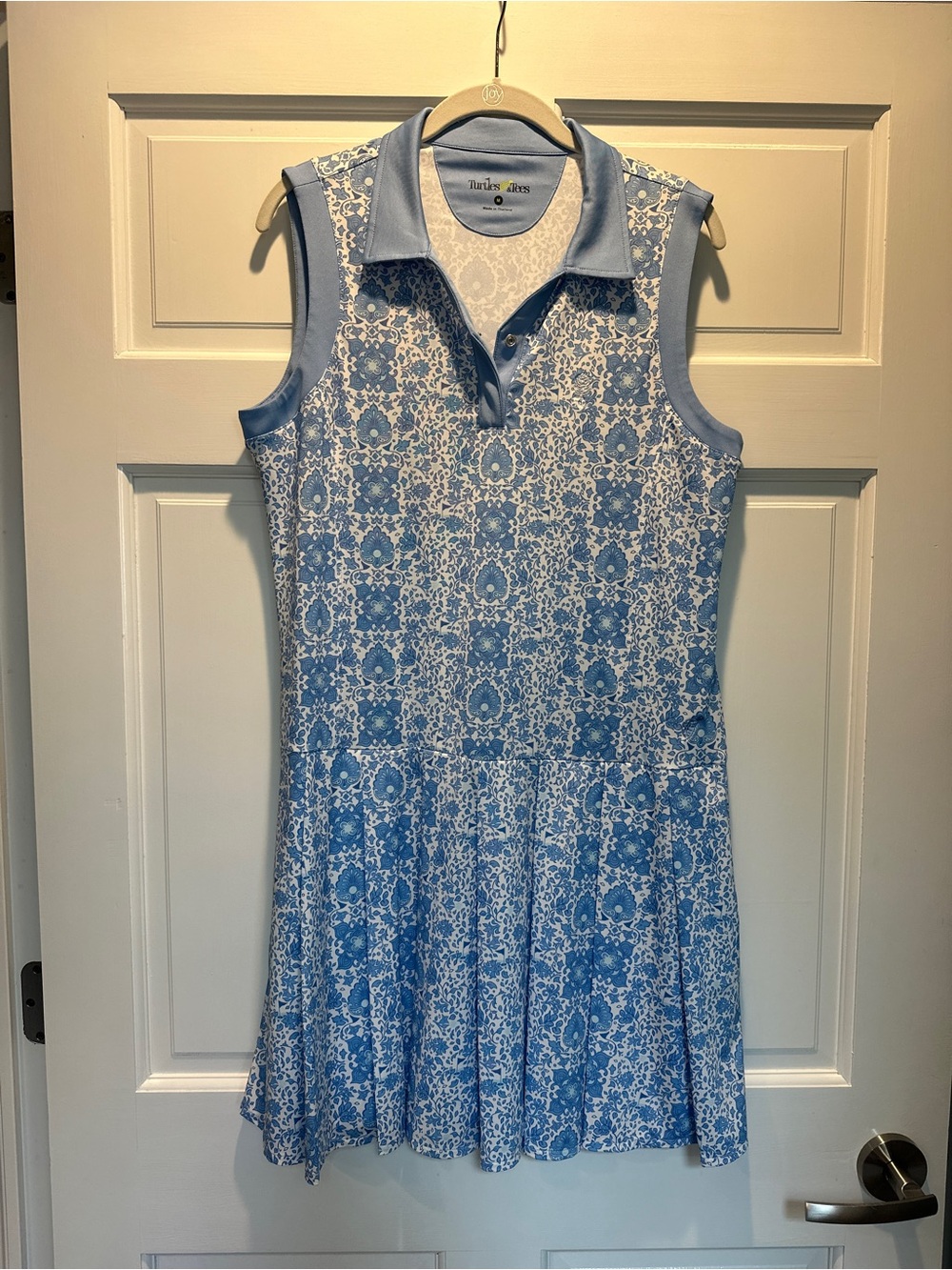 Blue Printed Polo Midi Dress by